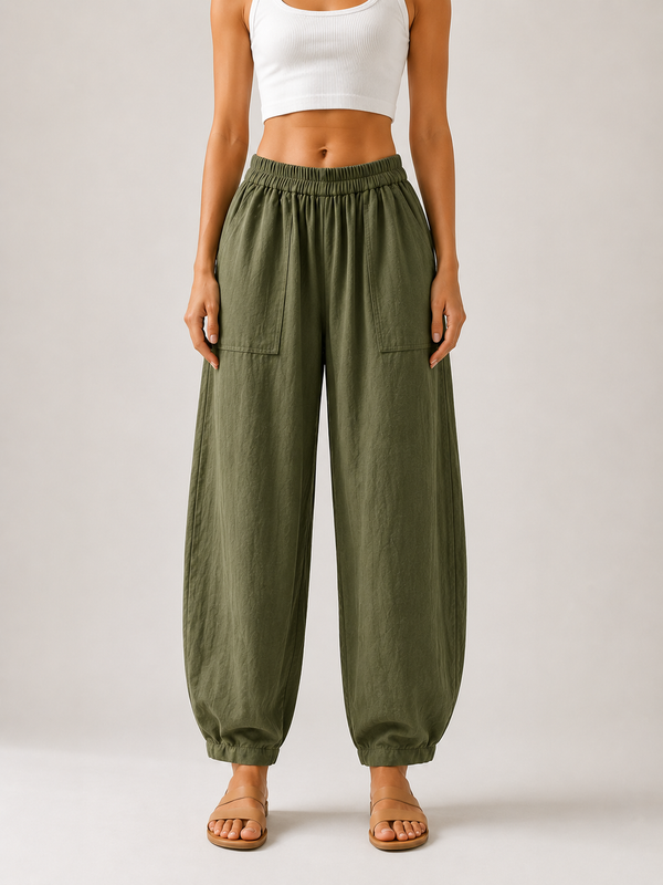 Premium Women Cotton Solid Balloon Fit Pants