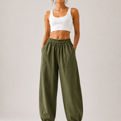 Premium Women Cotton Solid Balloon Fit Pants