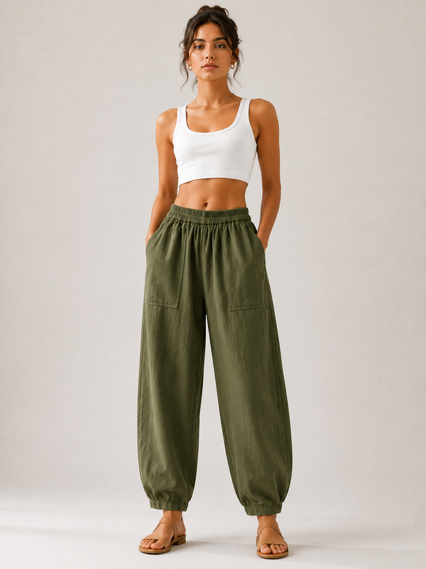 Premium Women Cotton Solid Balloon Fit Pants