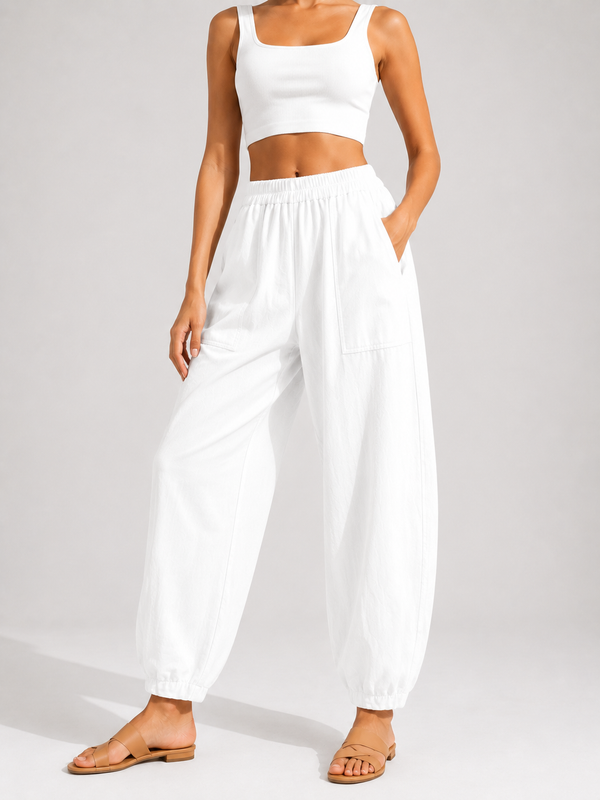 Premium Women Cotton Solid Balloon Fit Pants