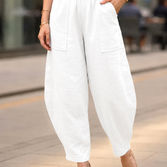 Women Cotton Solid Balloon Fit Pants