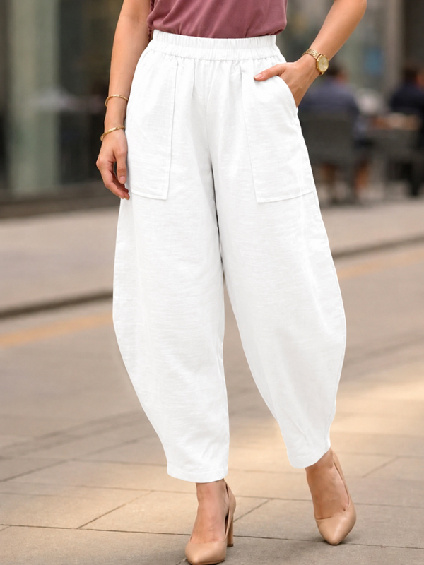 Women Cotton Solid Balloon Fit Pants