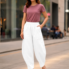 Women Cotton Solid Balloon Fit Pants
