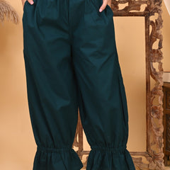 Teal Cotton Loose Fit Harem Pant for Women with Pockets