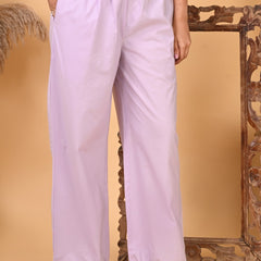 Women's Purple Wide Leg Baggy Cotton Ankle Length Pant