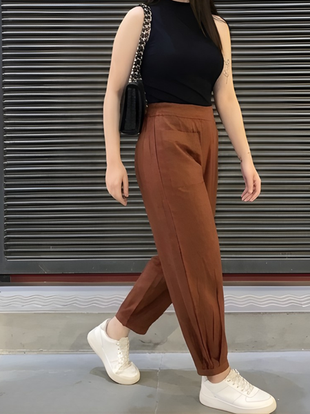 Women Cotton Slub Afghani Style Barrel Pants