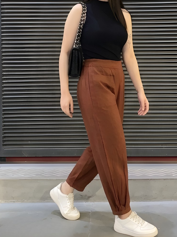 Women Cotton Slub Afghani Style Barrel Pants