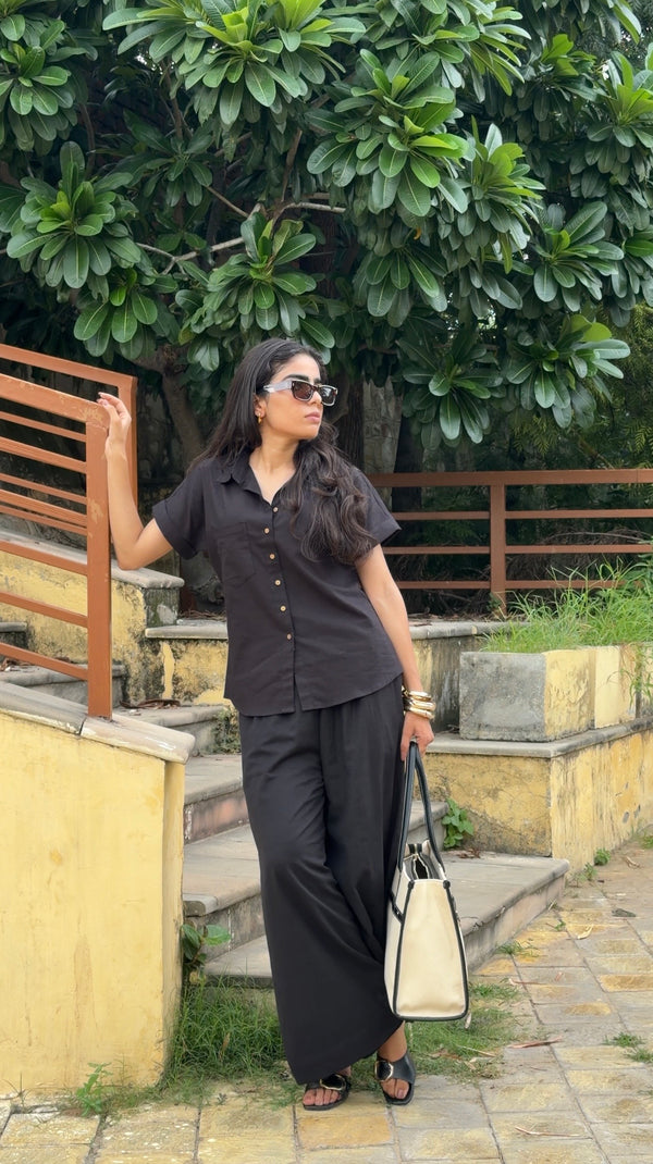 Women’s Shoulder Down Cotton Slub Solid Casual Shirt