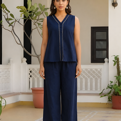 Solid Cotton Flex Sleeveless Co-Ord Set