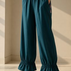 Teal Cotton Loose Fit Harem Pant for Women with Pockets