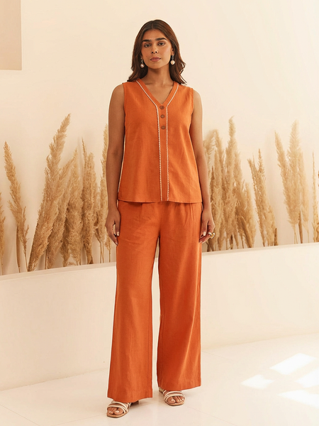 Solid Cotton Flex Sleeveless Co-Ord Set