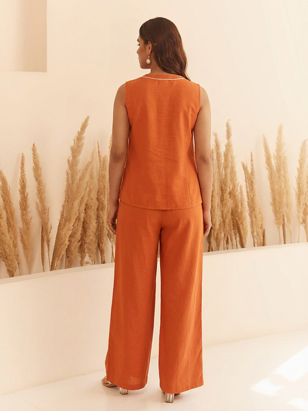 Solid Cotton Flex Sleeveless Co-Ord Set