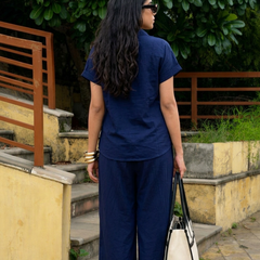 Women’s Shoulder Down Cotton Slub Solid Casual Shirt