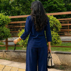 Women’s Cotton Slub Solid Casual Shirt with 3/4 Sleeves