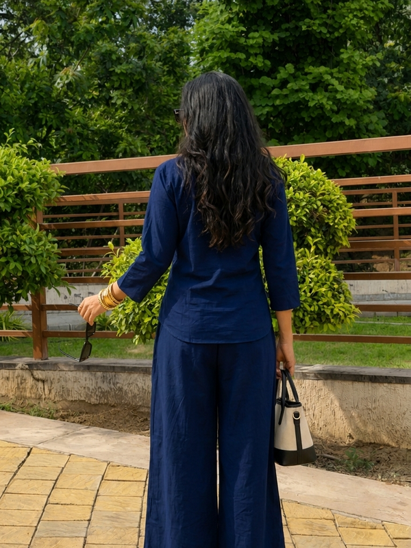 Women’s Cotton Slub Solid Casual Shirt with 3/4 Sleeves